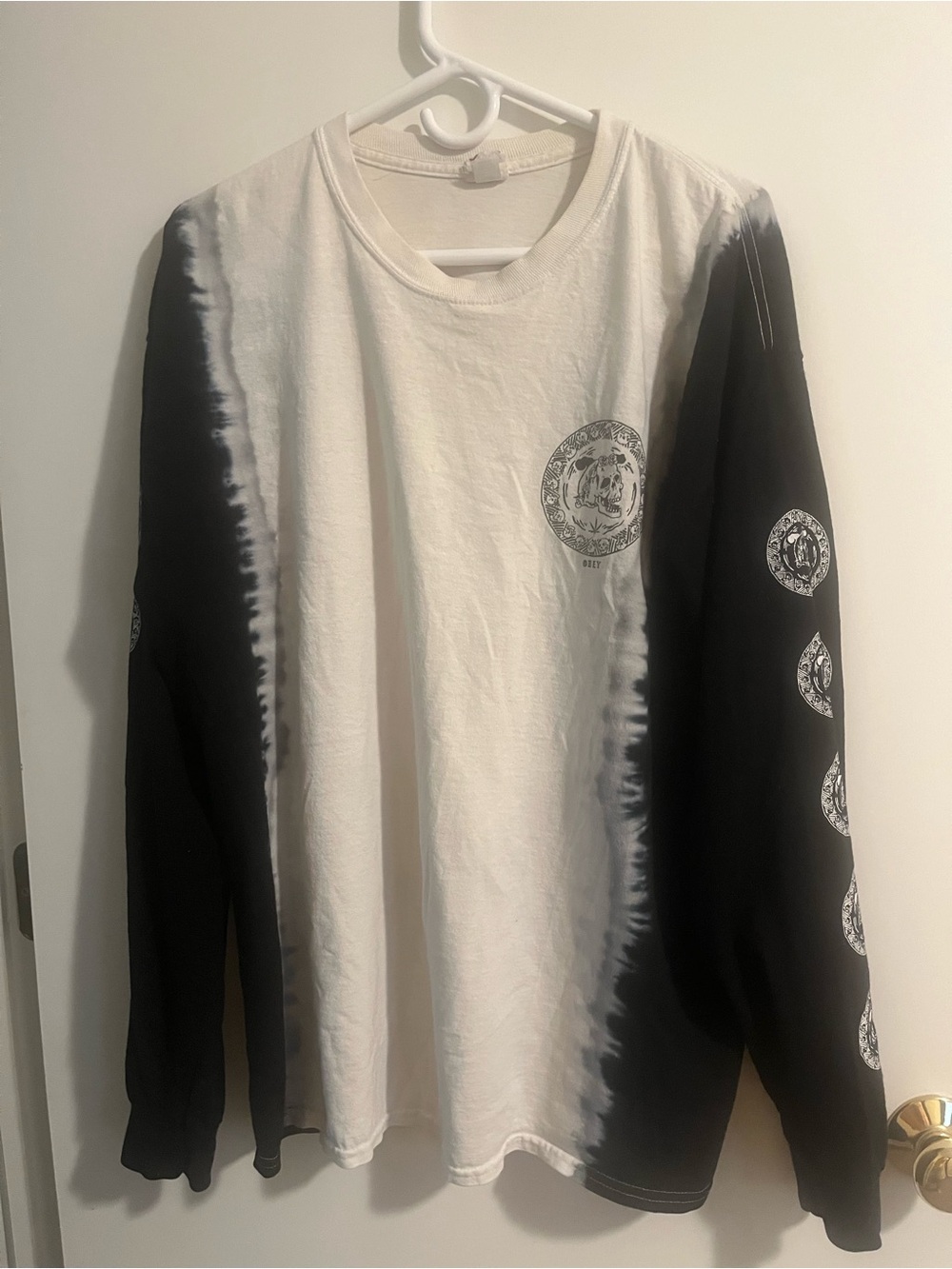 Obey Black and White Tie-Dye Crewneck Sweatshirt